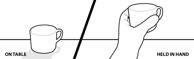 Cup was mostly held in hand Cup was mostly held in hand